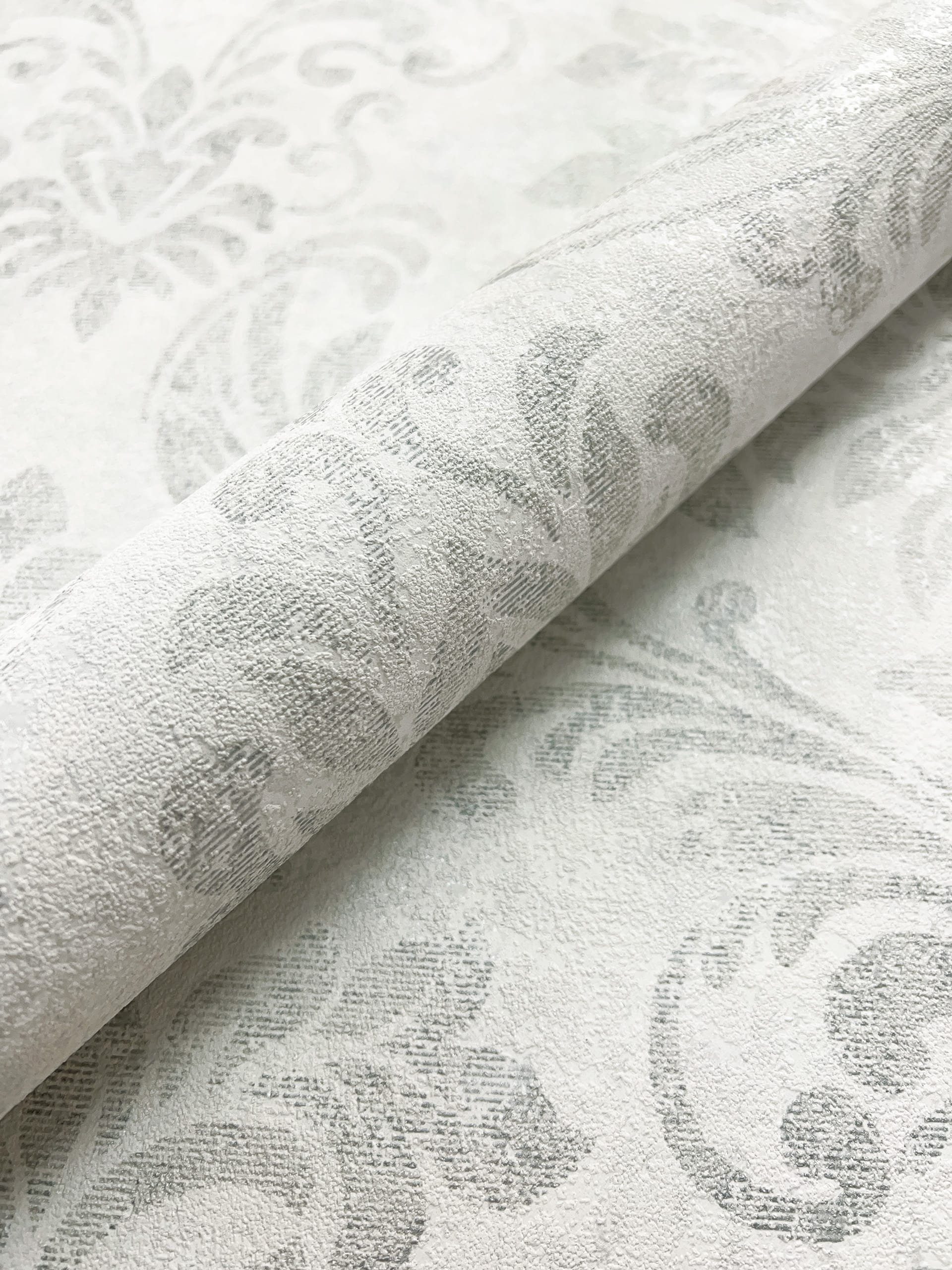 Newroom Vliestapete, Grau Tapete Vintage Ornamente - Metallic Hellgrau Silb günstig online kaufen