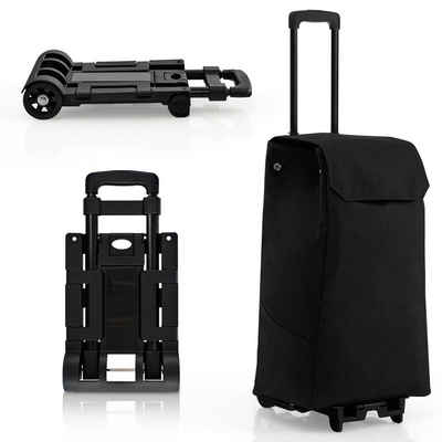 COSTWAY Einkaufstrolley, 38 l, 3-stufig höhenverstellbar, mit 2 Rädern & 2 Seitentaschen & Reißverschlusstasche, bis 60kg belastbar