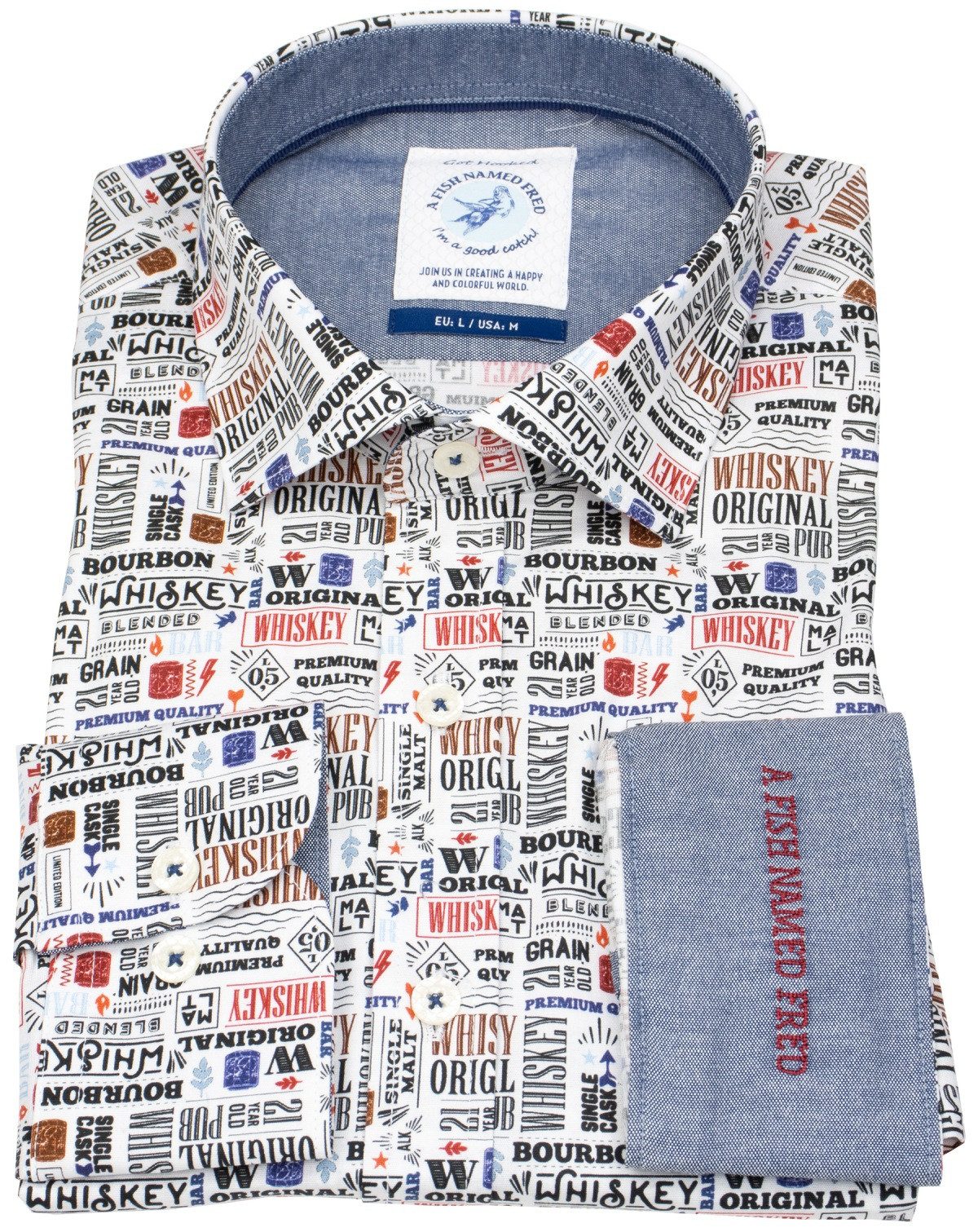 A Fish named Fred Langarmhemd leicht tailliert Kentkragen