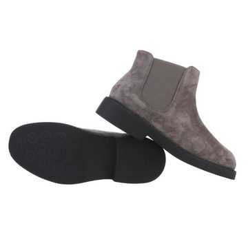 Ital-Design Herren Chelsea Freizeit Stiefelette Blockabsatz Boots in Grau