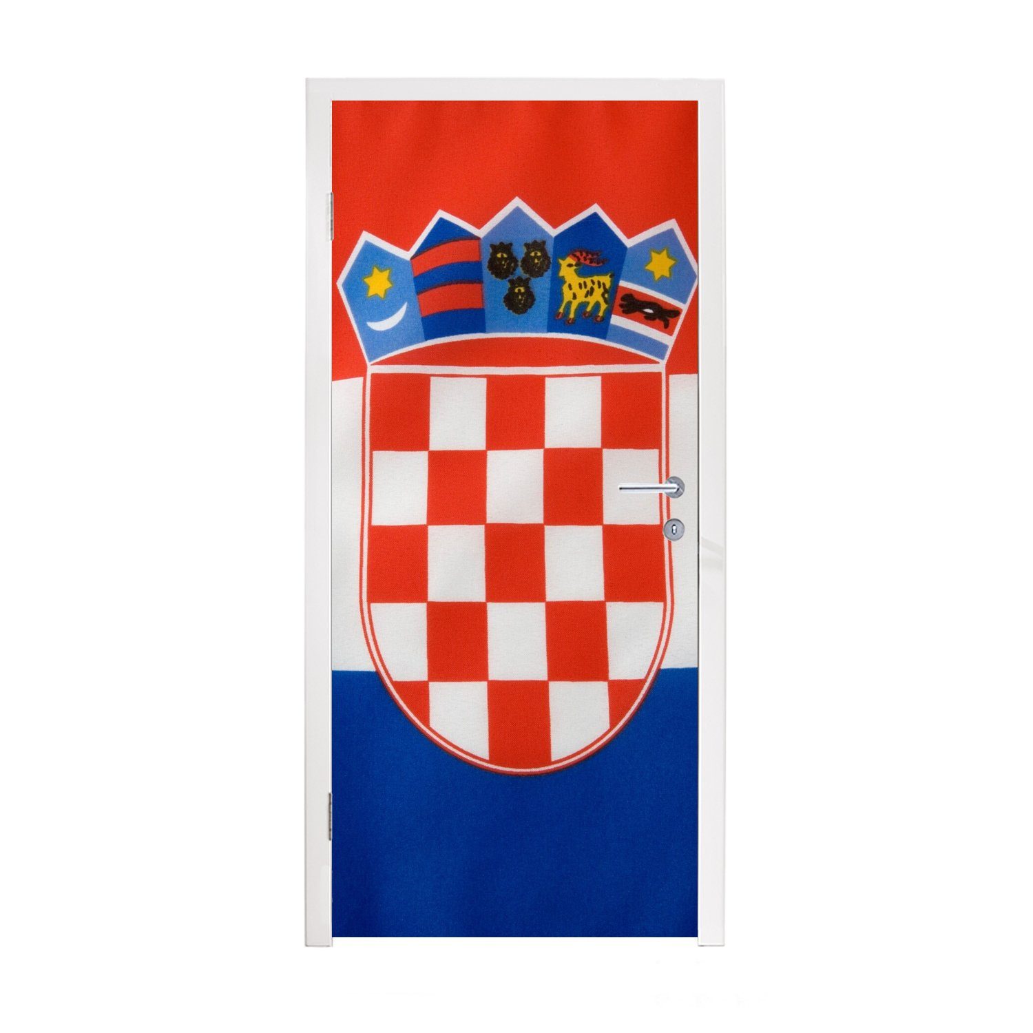 MuchoWow Türtapete Foto der kroatischen St), Flagge, (1 bedruckt, Matt, Tür, 75x205 für Türaufkleber, Fototapete cm