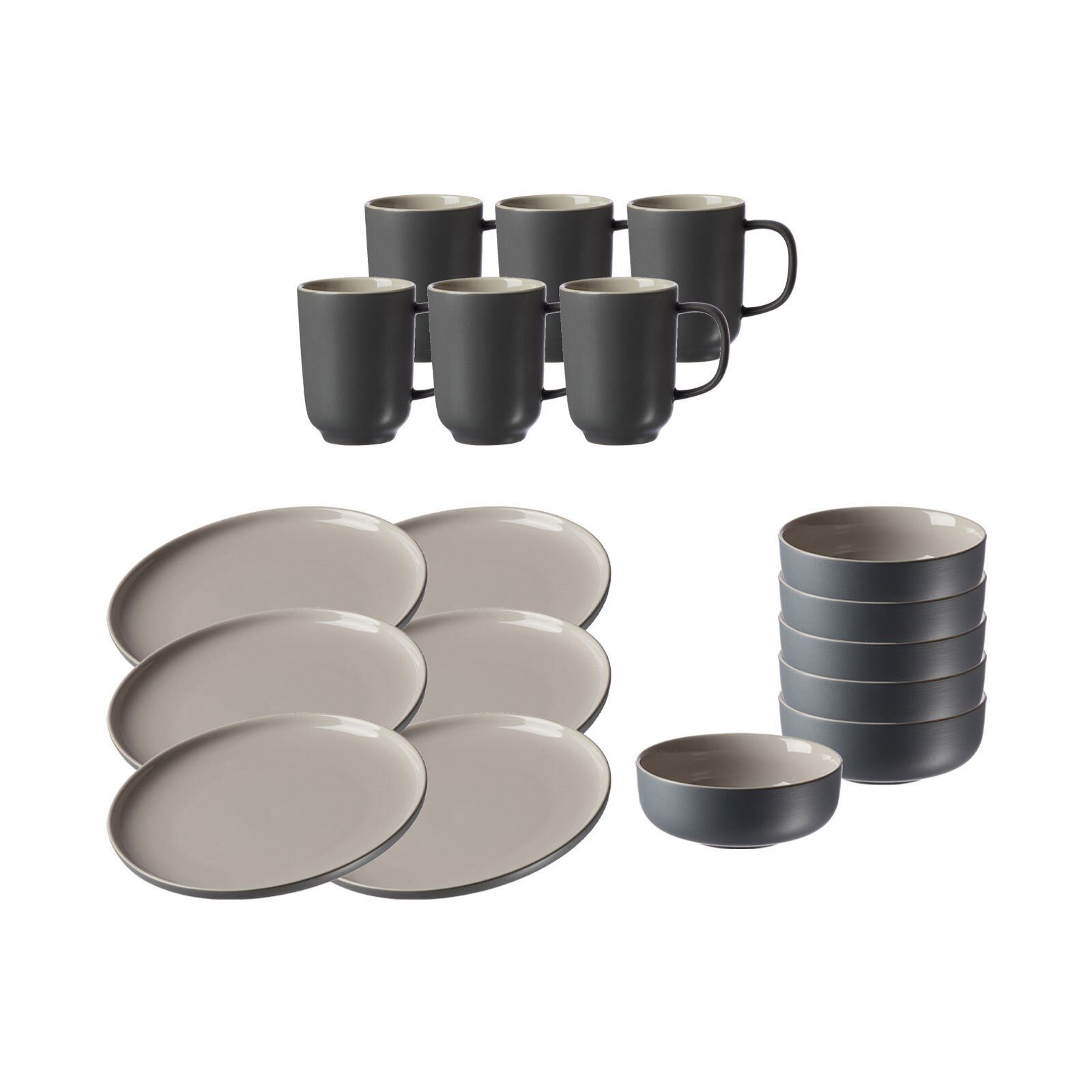Ritzenhoff & Breker Frühstücks-Geschirrset Jasper Frühstücksservice 18er Set (18-tlg), 6 Personen, Keramik