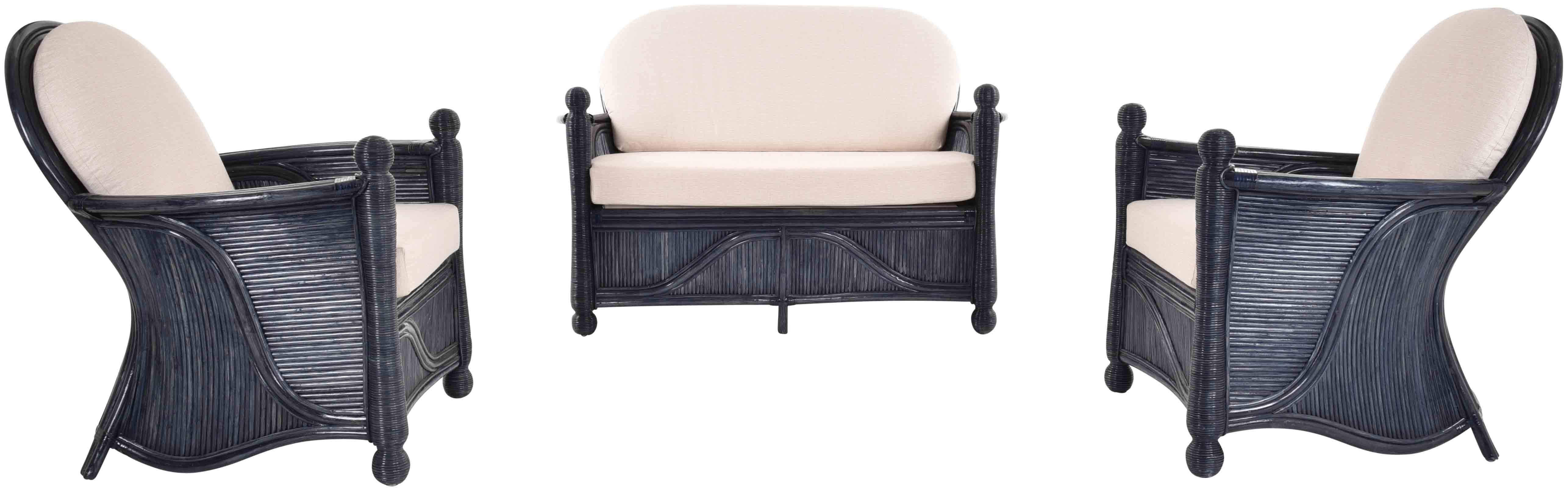 Krines Home Sitzgruppe Lounge Set Myra Sitzgruppe Rattan Wintergarten Garnitur für 4 Personen, (3-tlg), Rattanmöbel
