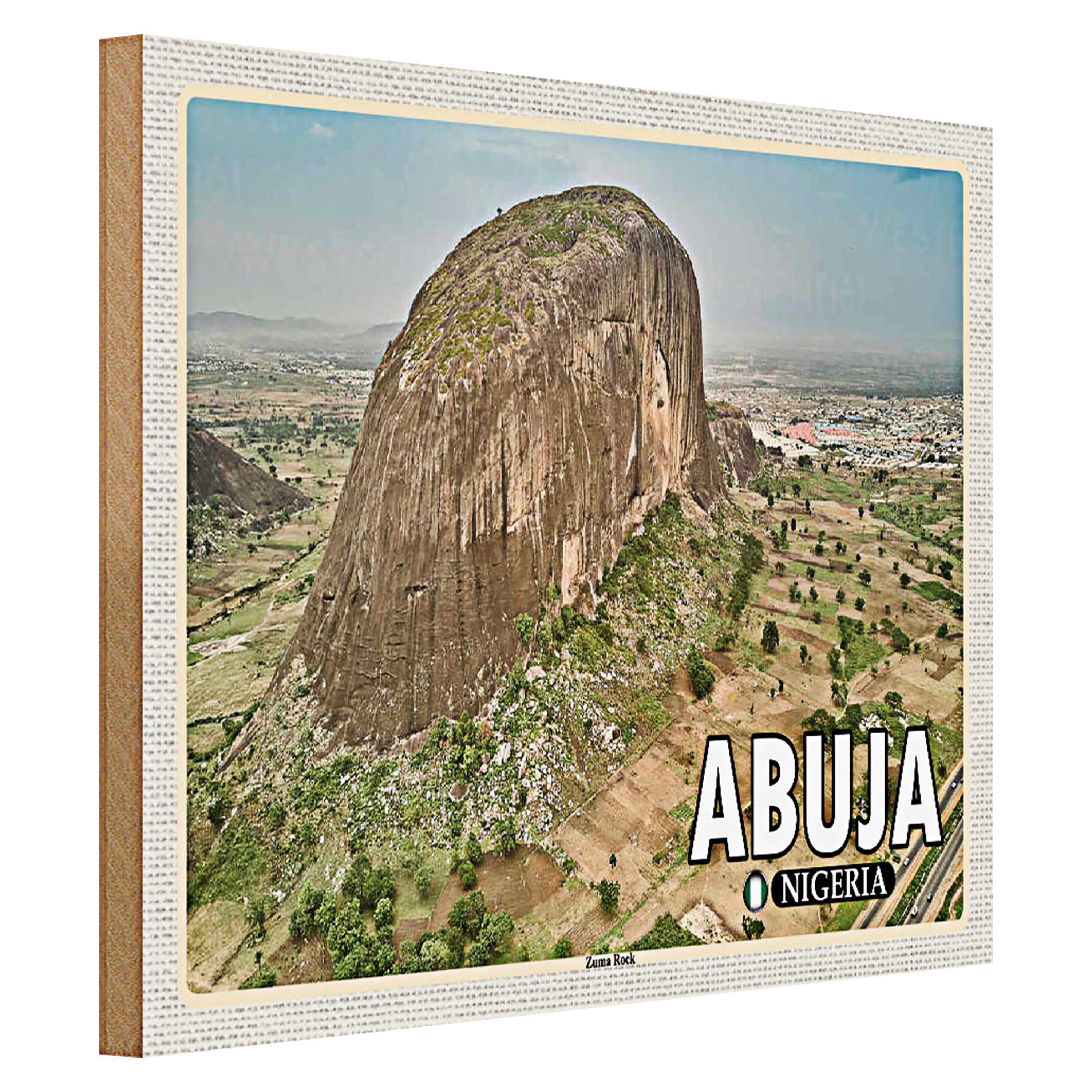 Roomando Holzbild Reise 40x30cm Abuja Nigeria Zuma Rock Felsformation