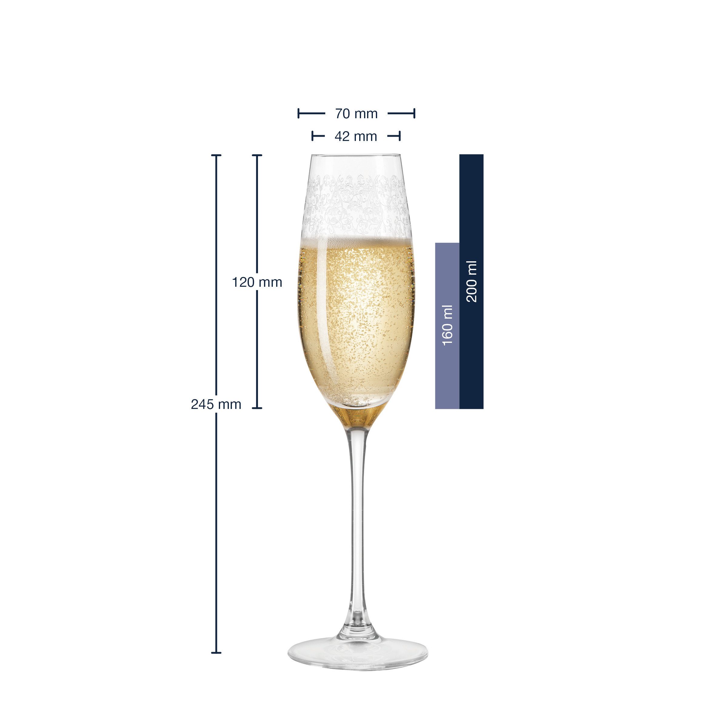 LEONARDO Sektglas Chateau, Kristallglas, 6 Prosecco Gläser, inkl. Gravur, Spülmaschinenfest