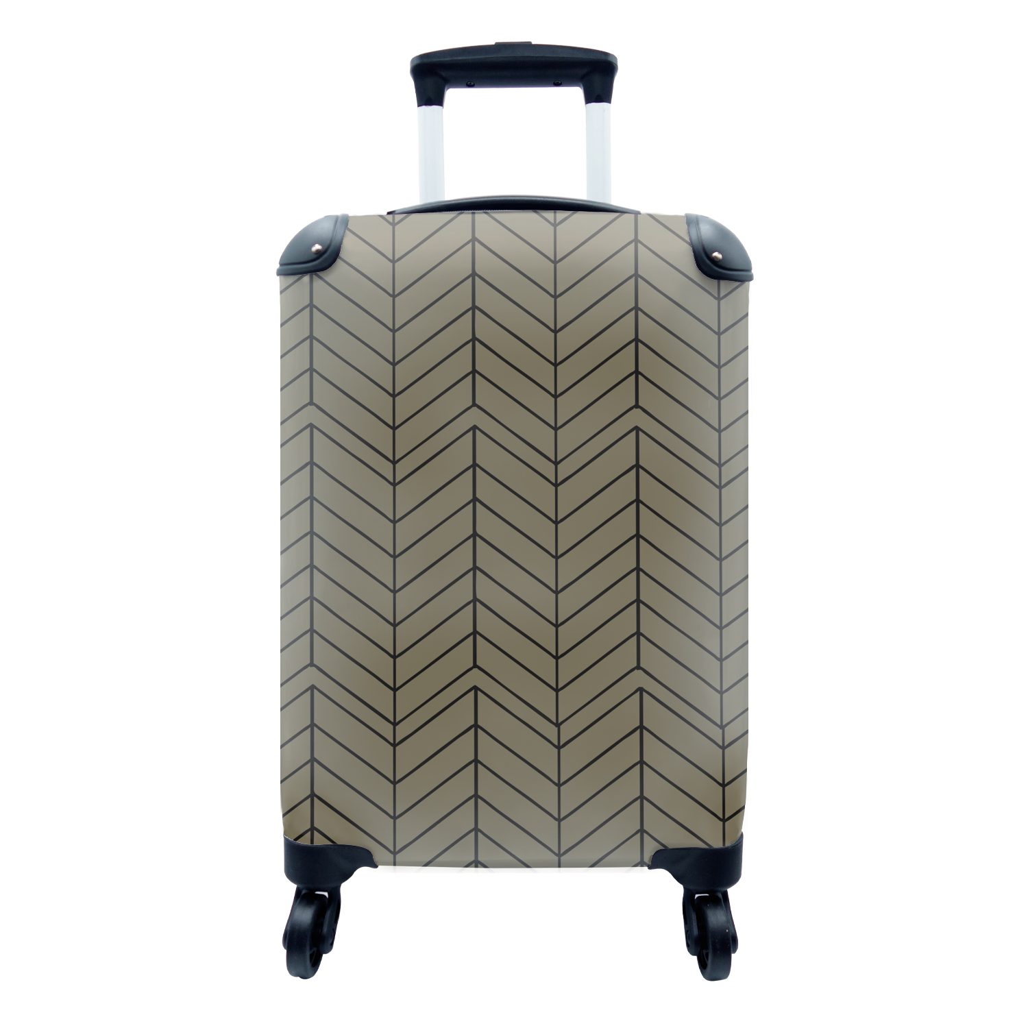 MuchoWow Handgepäckkoffer Muster - Linie - Braun - Luxus, 4 Rollen, Reisetasche mit rollen, Handgepäck für Ferien, Trolley, Reisekoffer | Handgepäck-Koffer