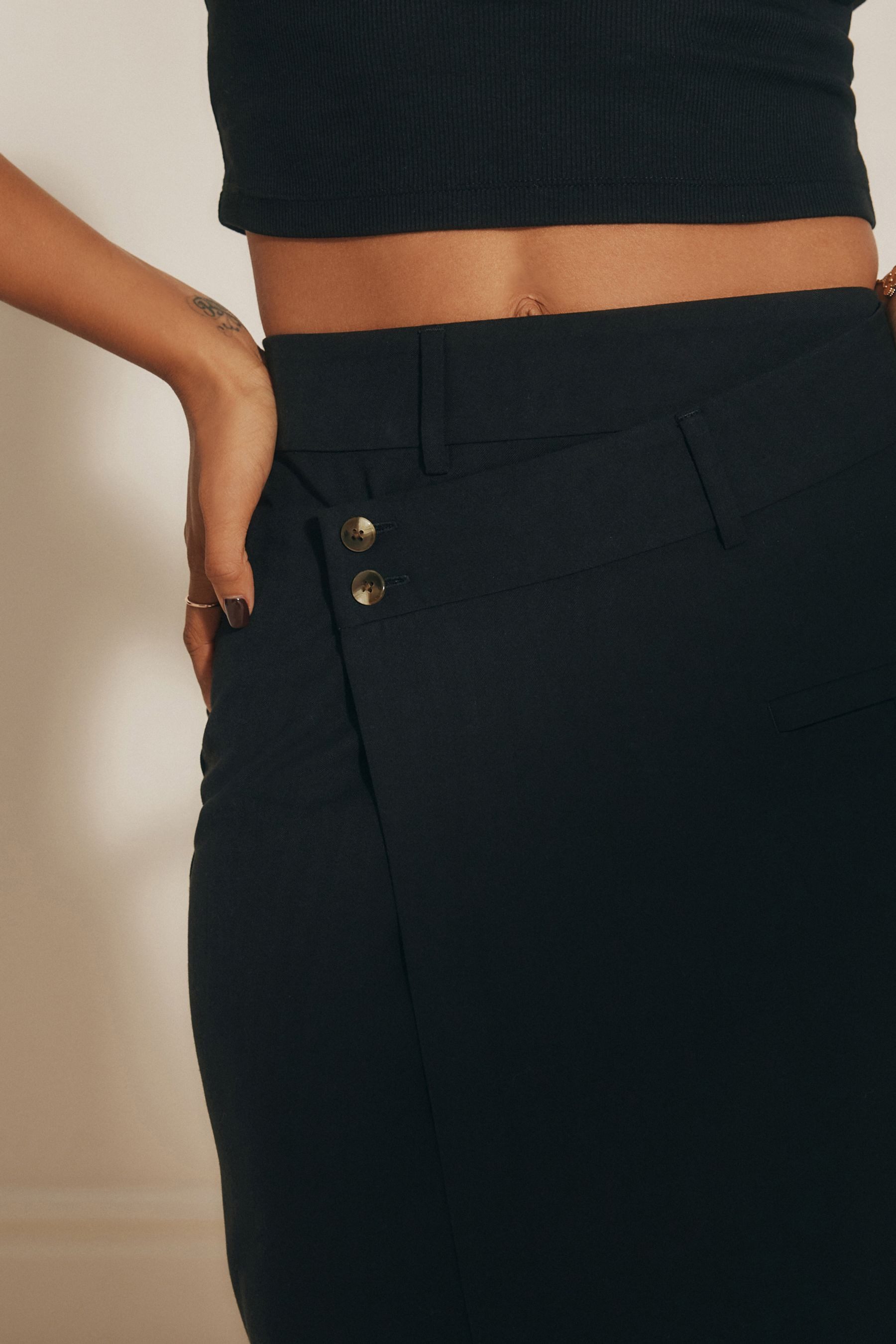 Next Maxirock Enger langer Rock mit asymmetrischer Taille (1-tlg)