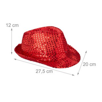 relaxdays Trilby 10 x Pailletten Hut LED rot