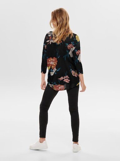 ONLY 3/4-Arm-Shirt ONLELCOS 4/5 AOP FLOWER TOP Black JRS AOP:SMILLA