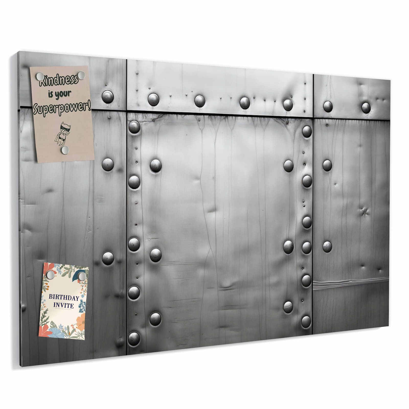 Primedeco Memoboard Metall Metallplattenoptik – beschreibbar & magnetisch, (Inklusive Stift, Magnete und Montagematerial, 1-tlg., 9 verschiedene Größen), Magnetisch und Beschreibbar