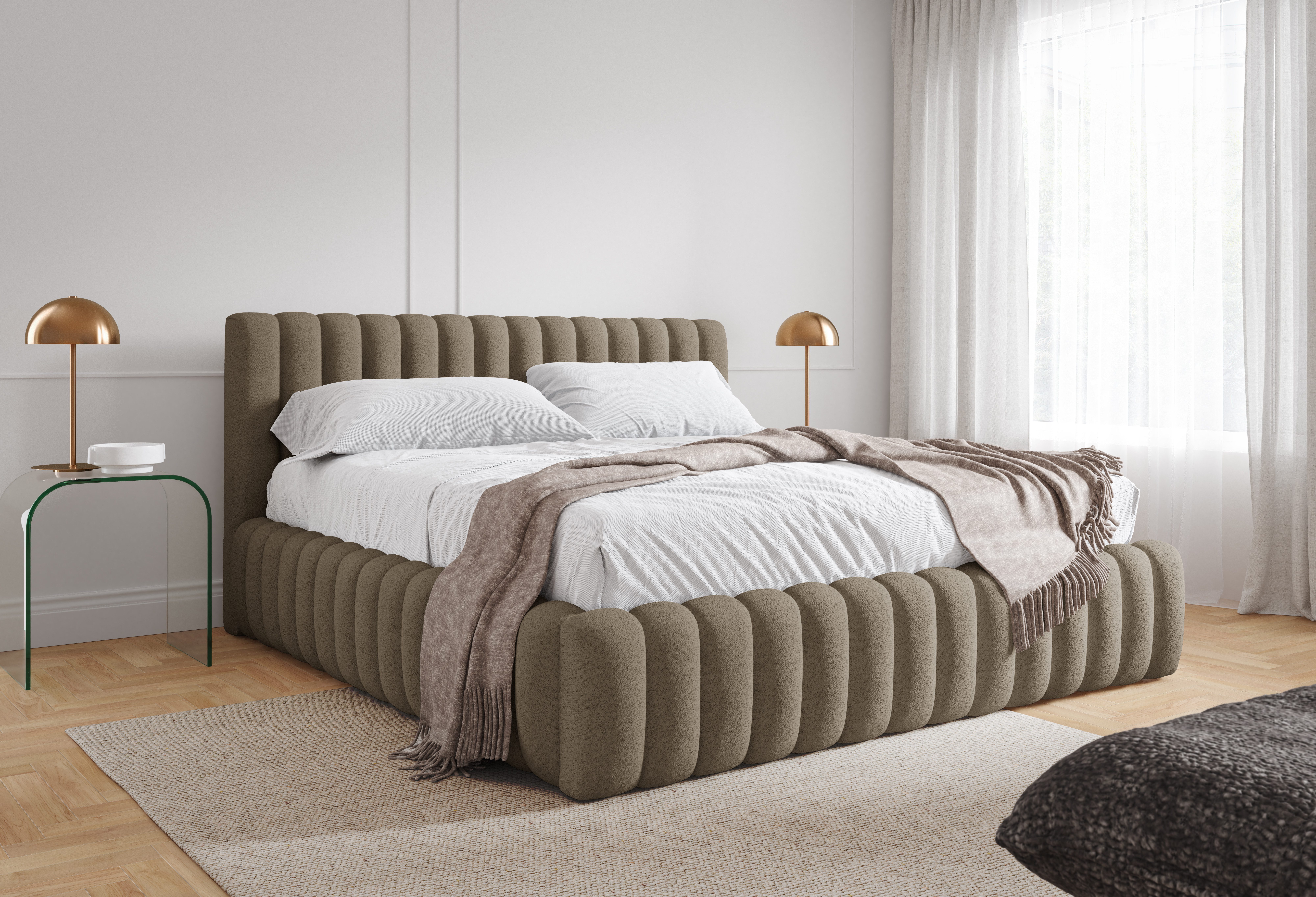 yourhouse24 Polsterbett Design-Polsterbett – Cloud-Bed im Chunky-Style, Luxus Wolkenbett mit Bettkasten & Lattenrost