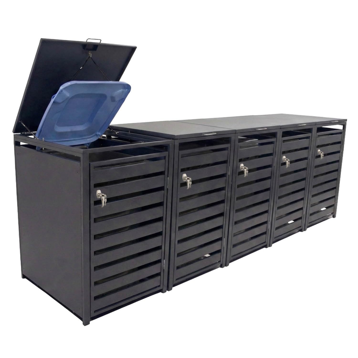 LagerZwei Mülltonnenbox Mülltonnenbox 240 l (Set, 5 St), abschließbar, wetterfest