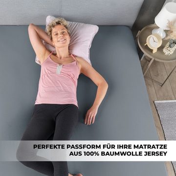 Spannbettlaken Jersey aus 100% Baumwolle, Malika, Baumwolle, Gummizug: Rundum, (1 Stück), pflegeleicht und atmungsaktiv, verschiedene Größen und Farben