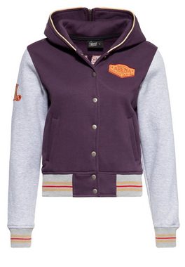 QueenKerosin Collegejacke Rollerway Kapuze mit Reißverschluss und hochwertiger Stickerei