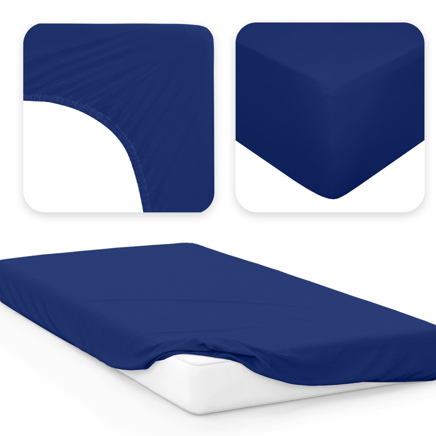 Jacobson Spannbettlaken BOXSPRING & ÜBERLÄNGE aus 100% Baumwolle, für hohe & lange Matratzen, Jersey Bettlaken 160 g/m² – Bild 2 von 5