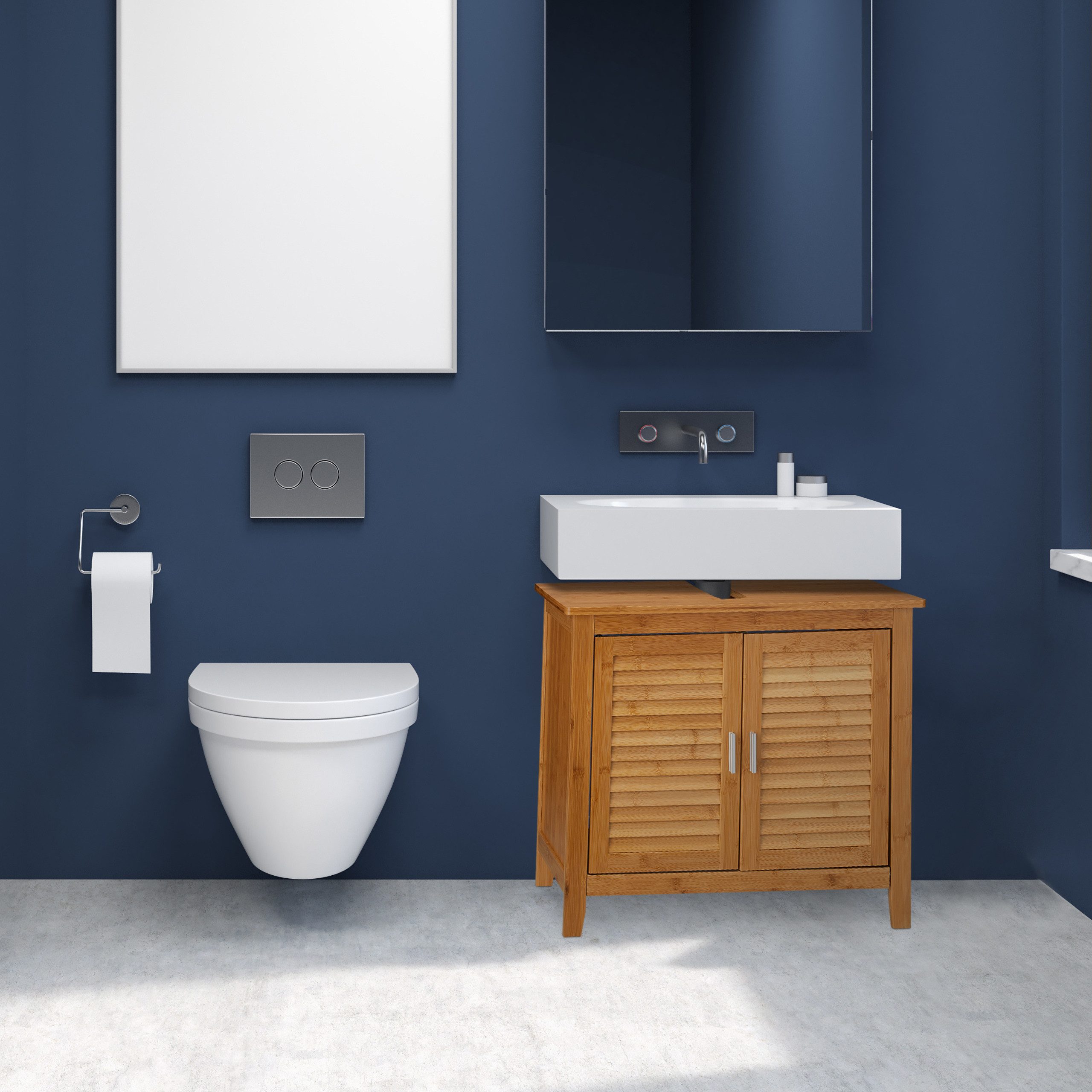 relaxdays Waschbeckenunterschrank LAMELL Bambus günstig online kaufen