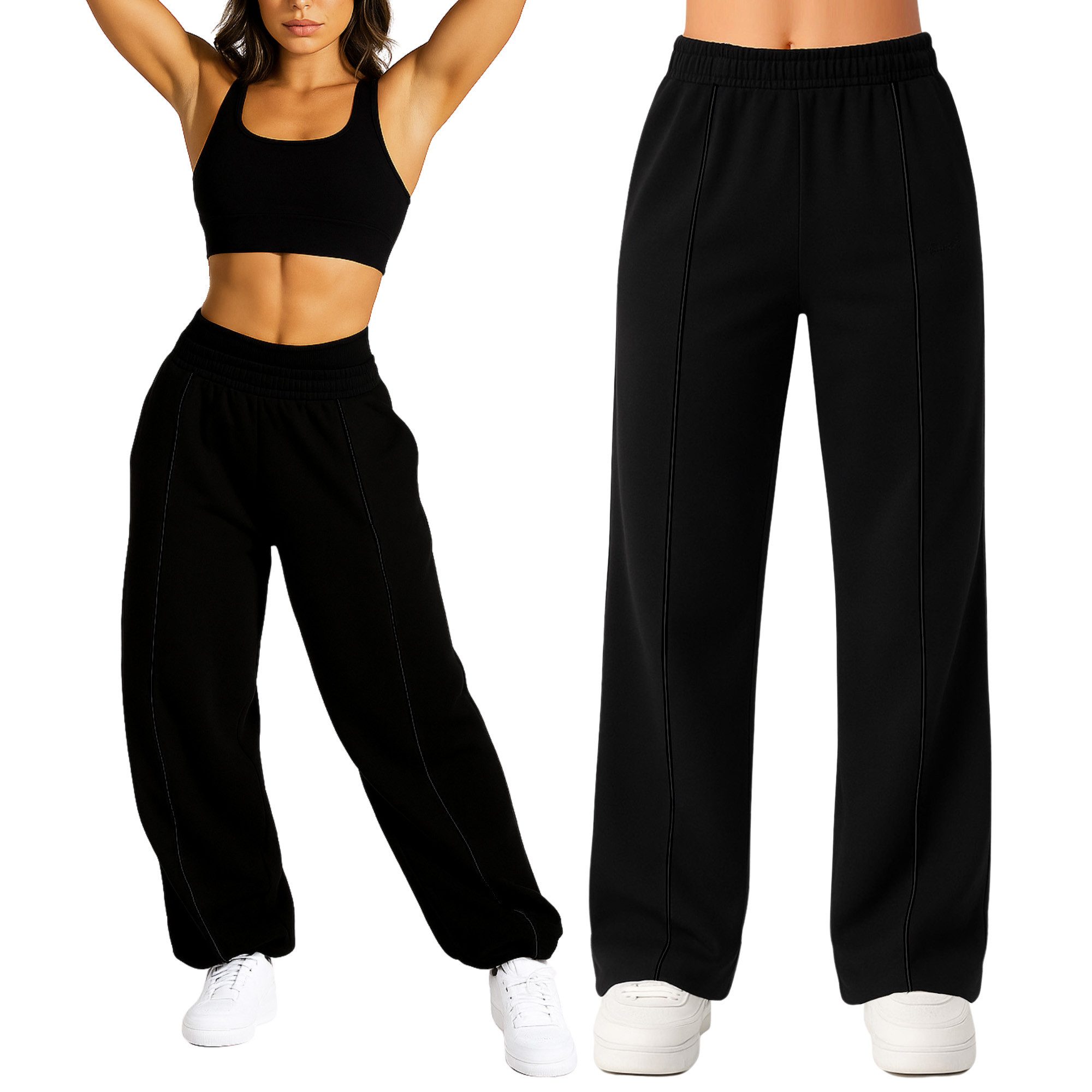 Smilodox Jogginghose Damen Siara, Bequeme Freizeithose mit Seitentaschen Trainingshose mit verstellbarem Beinabschluss