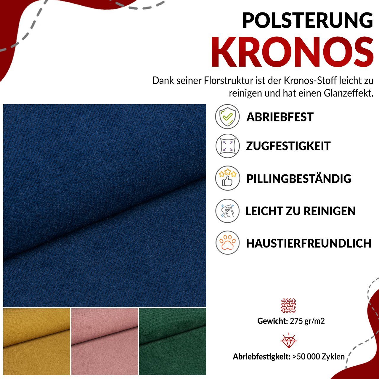 Dunkelgrün Loungemöbel modischen 1, 2 ELMO MKS Beinen, Möbelset hohen mit Stil, Kronos MÖBEL Sofa 3 im