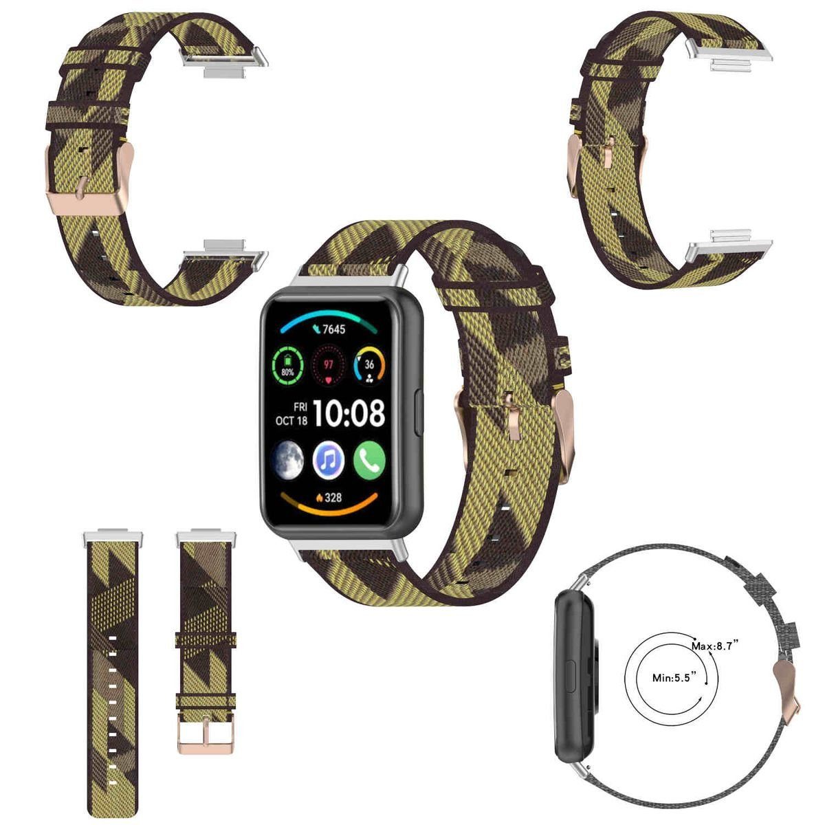 Wigento Smartwatch-Armband Für Huawei Watch Fit 2 Uhr Watch Nylon Armband Ersatz Sport Arm Band Muster 3