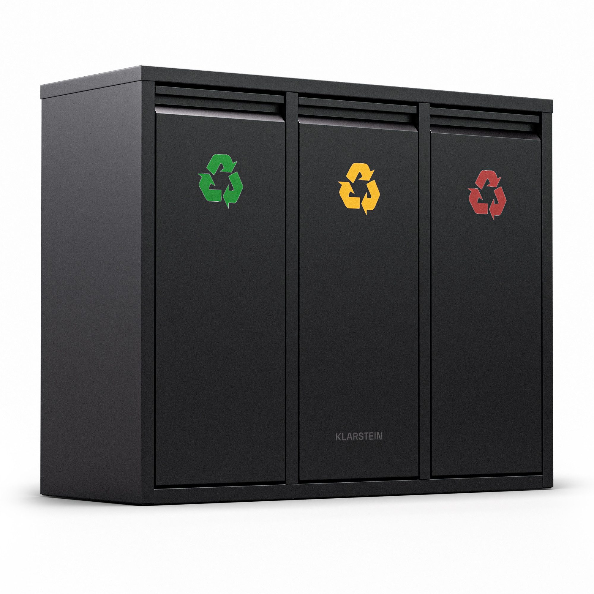 Klarstein Mülleimer Ordnungshüter 3, Mülleimer 3 Fach Treteimer Trash Bin Schwarz
