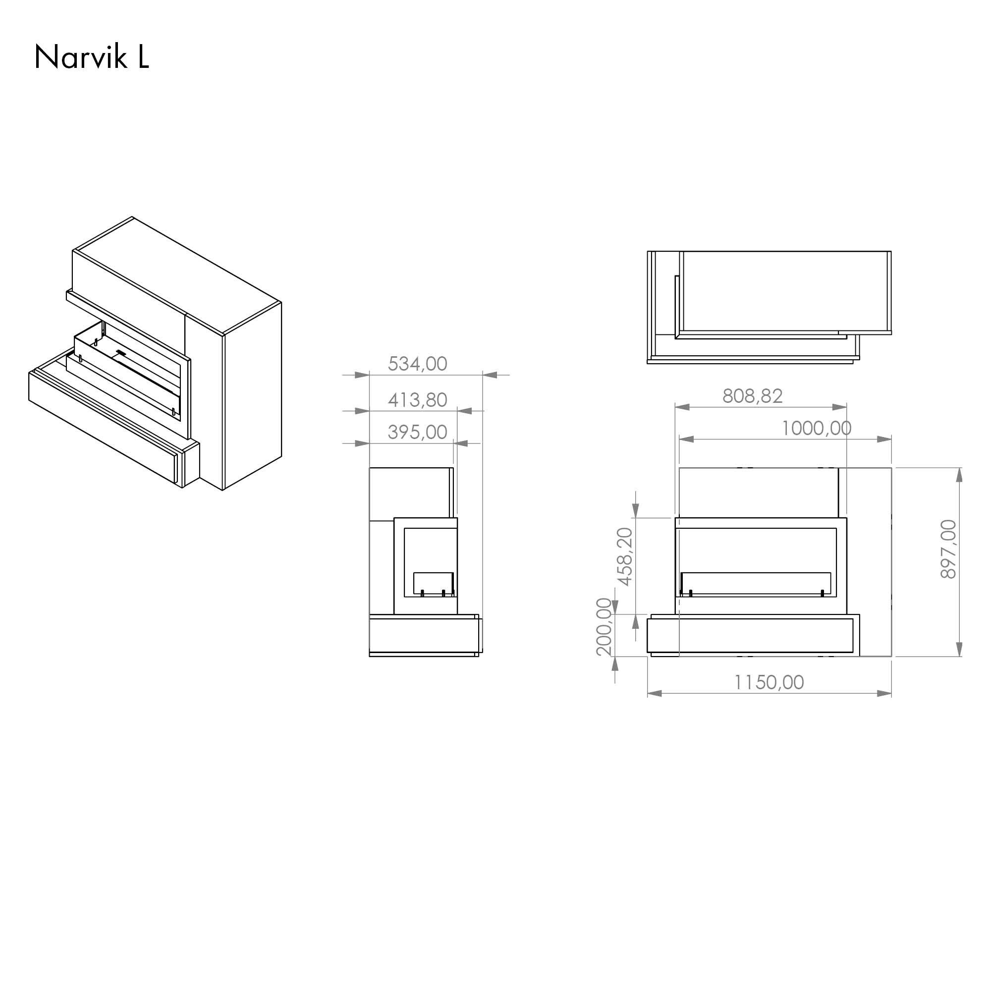 GLOW FIRE Echtfeuer-Dekokamin Narvik Links Ethanol Kamin, Bioethanol Kamin mit 3h Brenndauer, Heizleistung bis 2 kw