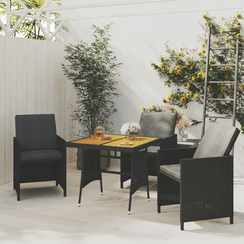 vidaXL Gartentisch Gartentisch Schwarz 70x70x72 cm Poly Rattan