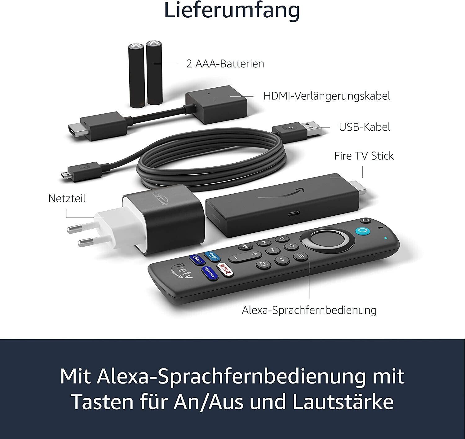 inkl. Alex Stick Amazon TV Streaming-Stick (Streaming Stick inkl. Fire neuste Fernbedienung) Generation, Sprachfernbedienung