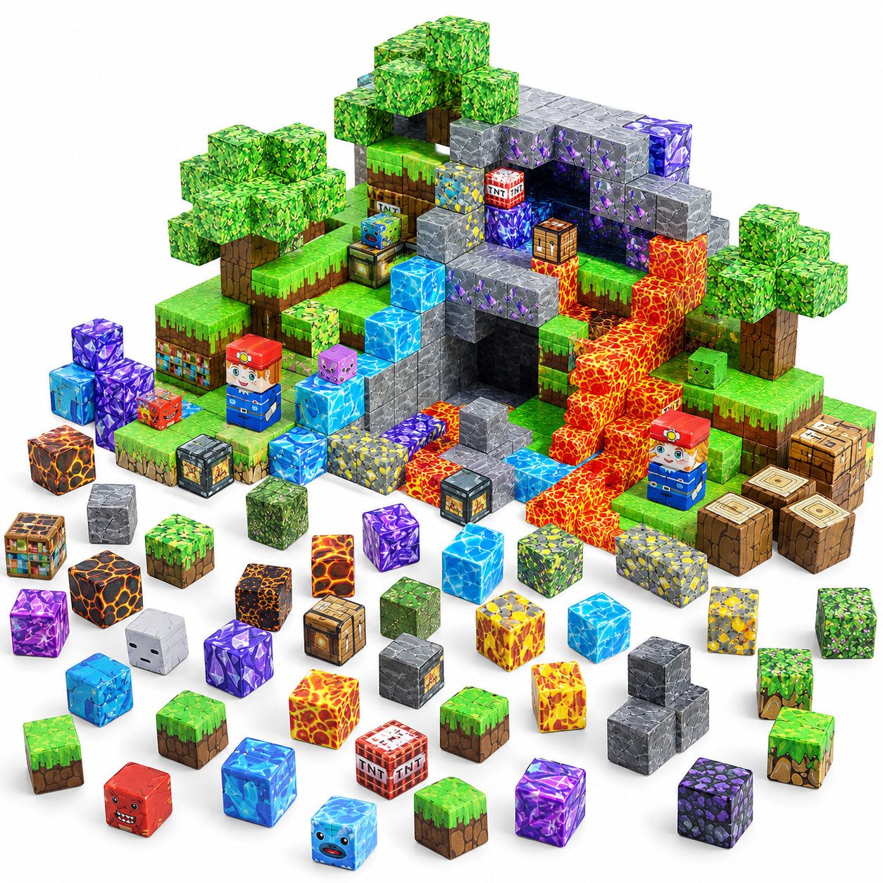 ibettertec Magnetische Bausteine, Magnetische Bauwelt, Magnetspielzeug Magnetspielbausteine, (Spar-Set, 150 St., 150-teiliges Magnetbaustein Reiseset, beliebig erweiterbar), kindersichere abgerundete Ecken, fördert Kreativität & MINT-Fähigkeiten