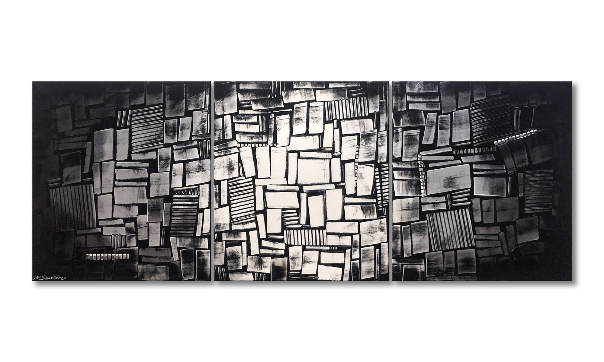 WandbilderXXL XXL-Wandbild Light Construct 210 x 80 cm, Abstraktes Gemälde, handgemaltes Unikat