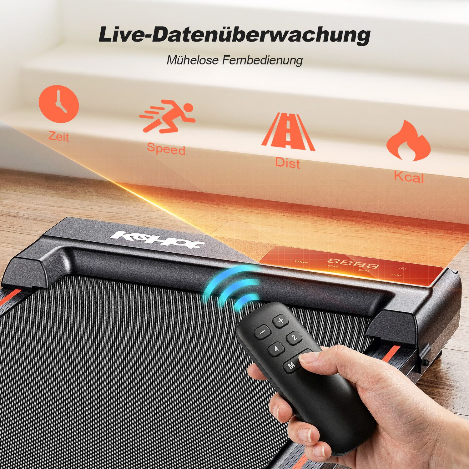 oyajia Laufband Walking Pad mit 12 % Steigung für Cardio-Training zuhause (Flach oder mit 12 % Steigung für abwechslungsreiches Walking, Ultraflach mit nur 10 cm Höhe und platzsparend verstaubar), LED-Display, Fernbedienung und ideal für Homeoffice & Zuhause