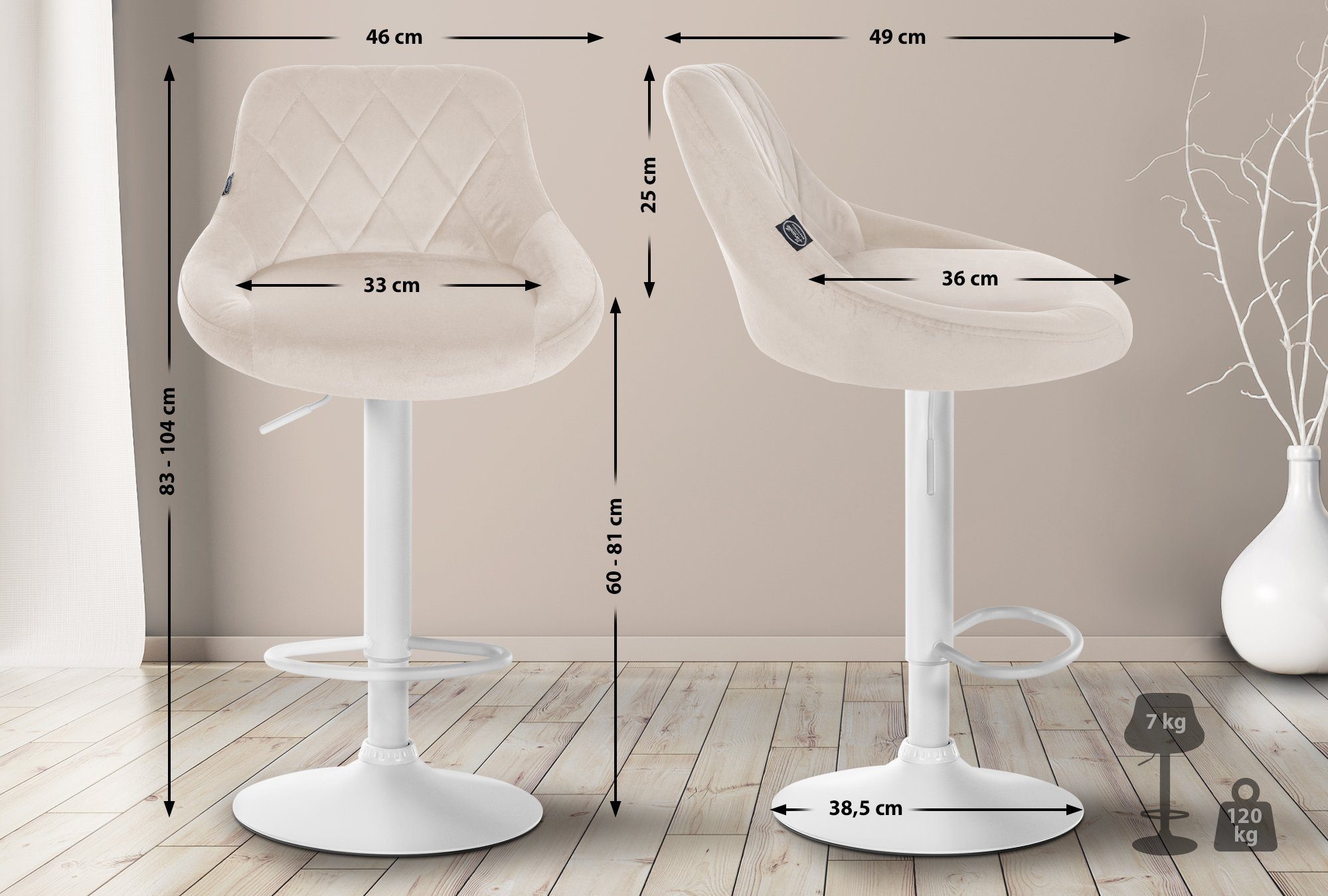 CLP Barhocker Lazio Samt (2er Set, günstig online kaufen