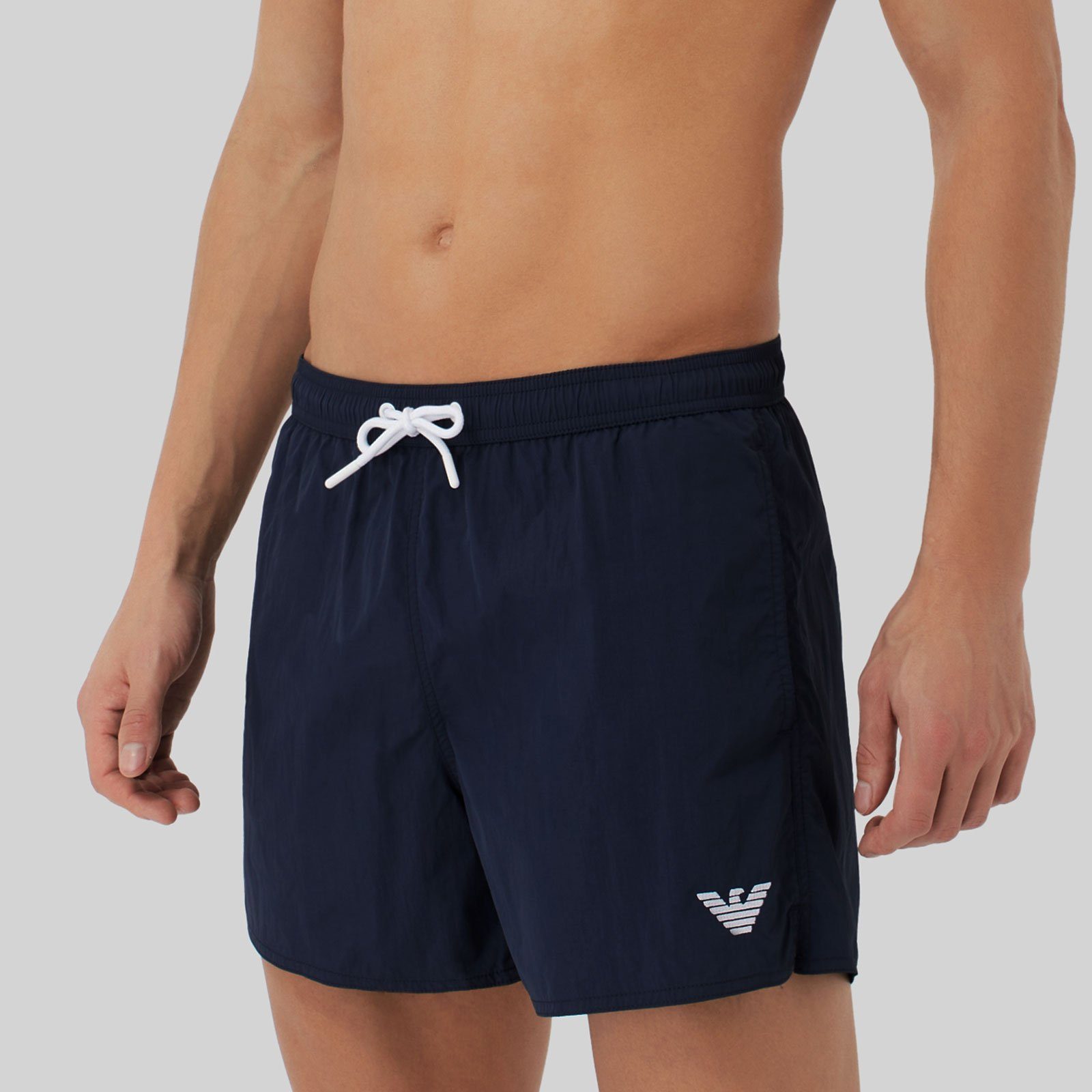 Emporio Armani Boxer-Badehose Mid navy kleinem Bein mit Markenlogo linken am Beachwear 06935 blue Boxer