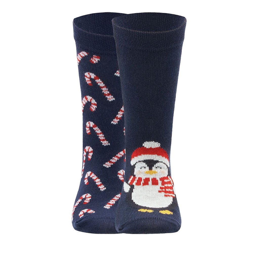 Socken Xmas (2-Paar) Ewers Socken Pinguin/Zuckerstangen