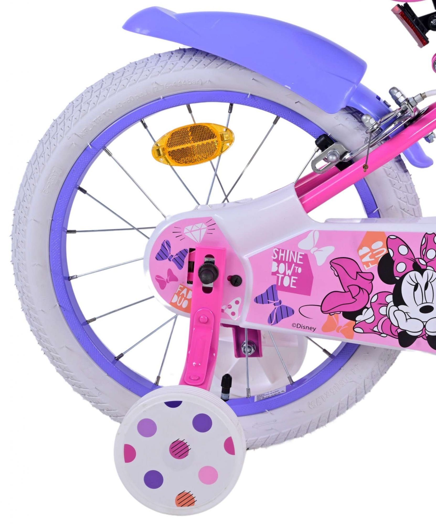 Volare Kinderfahrrad Disney Minnie - Mädchen - 14 bzw. 16 Zoll - Rosa - Zweihandbremsen, bis 60 kg, 85% zusammengebaut, 3- 4,5 bzw. 4 - 6 Jahre, Stahlfelgen