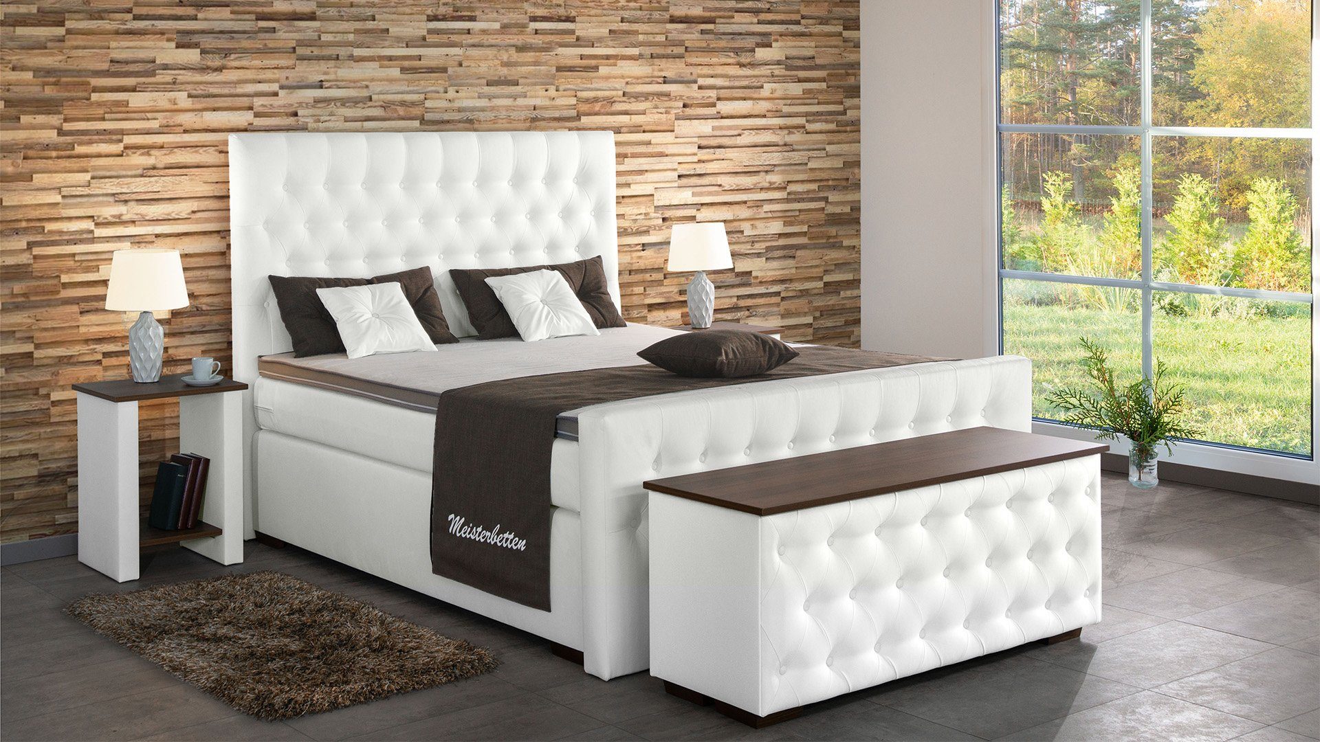 Meisterbetten Boxspringbett Tela (7-Zonen Taschenfederkernmatratzen, Ergoflex), Inklusive kostenloser Lieferung und Aufbau