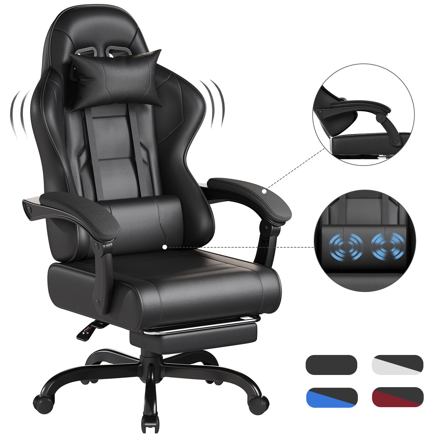 HOMALL Gaming-Stuhl Massage-Spielstuhl, Bürostuhl mit Fußstütze, günstig online kaufen