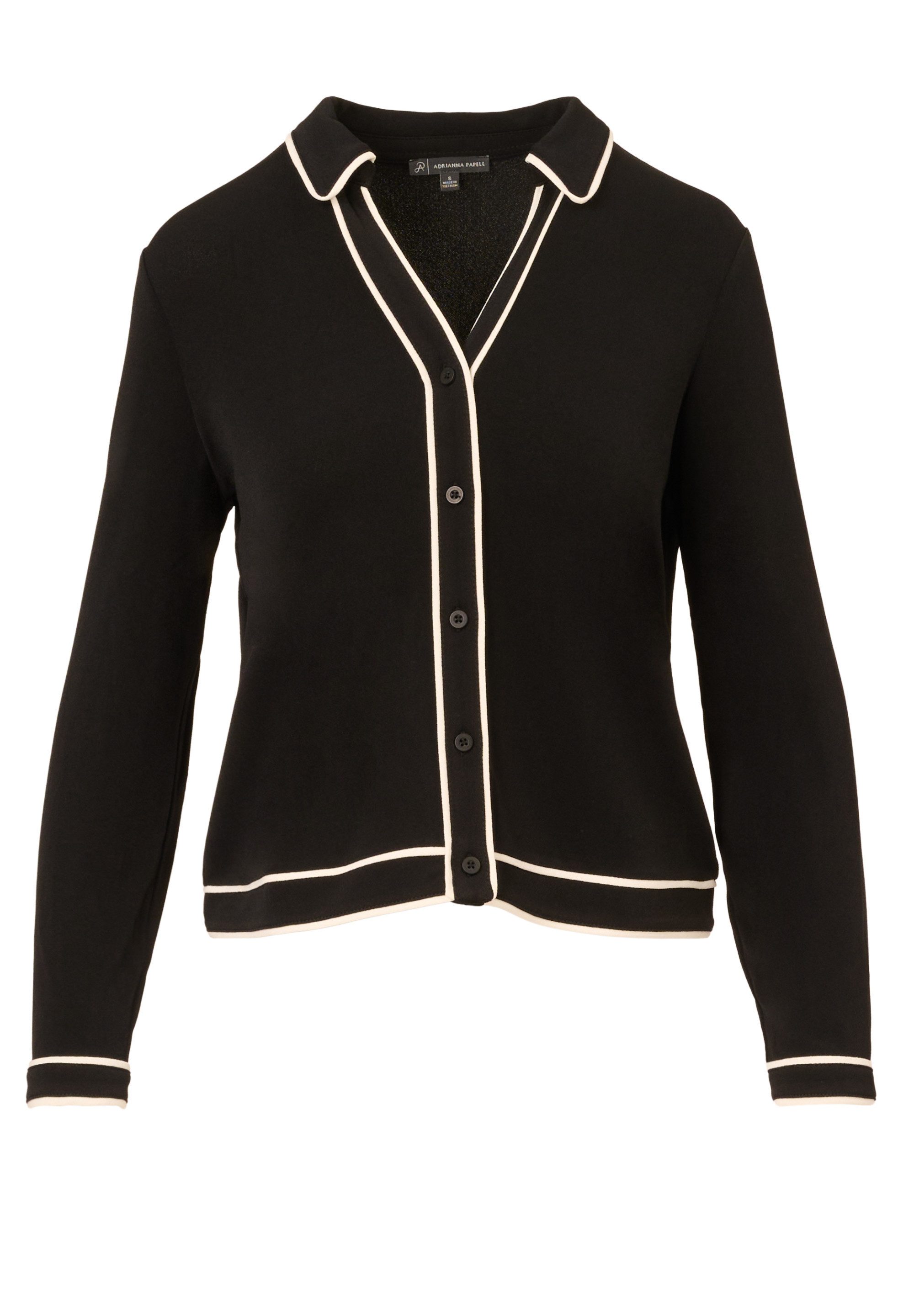 Adrianna Papell Langarmhemd Button Down Long Sleeve Knit Top with Contrast günstig online kaufen