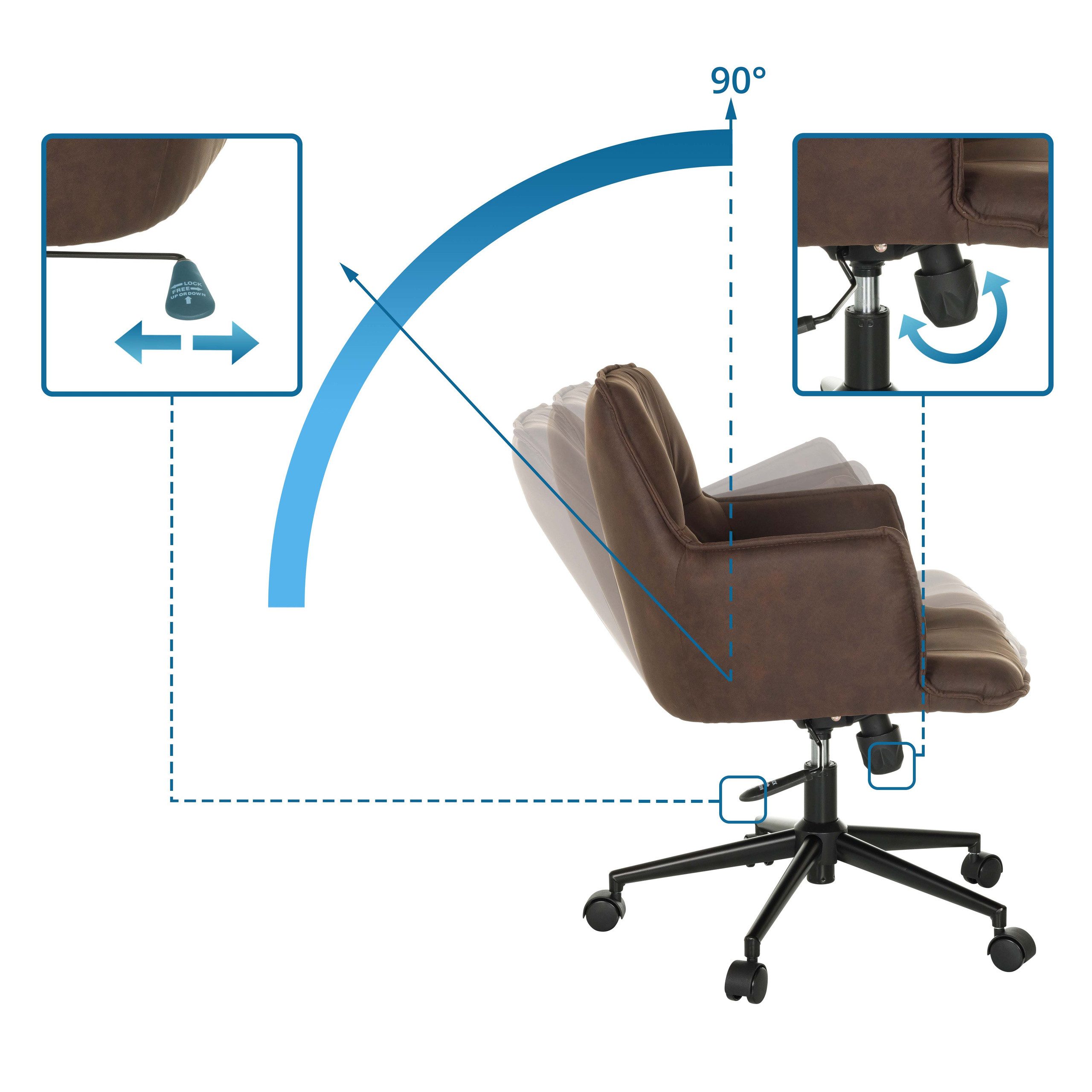 hjh LIVING Drehstuhl Home Office Bürostuhl SOLAO LIFE Stoff (1 St), Schreib günstig online kaufen