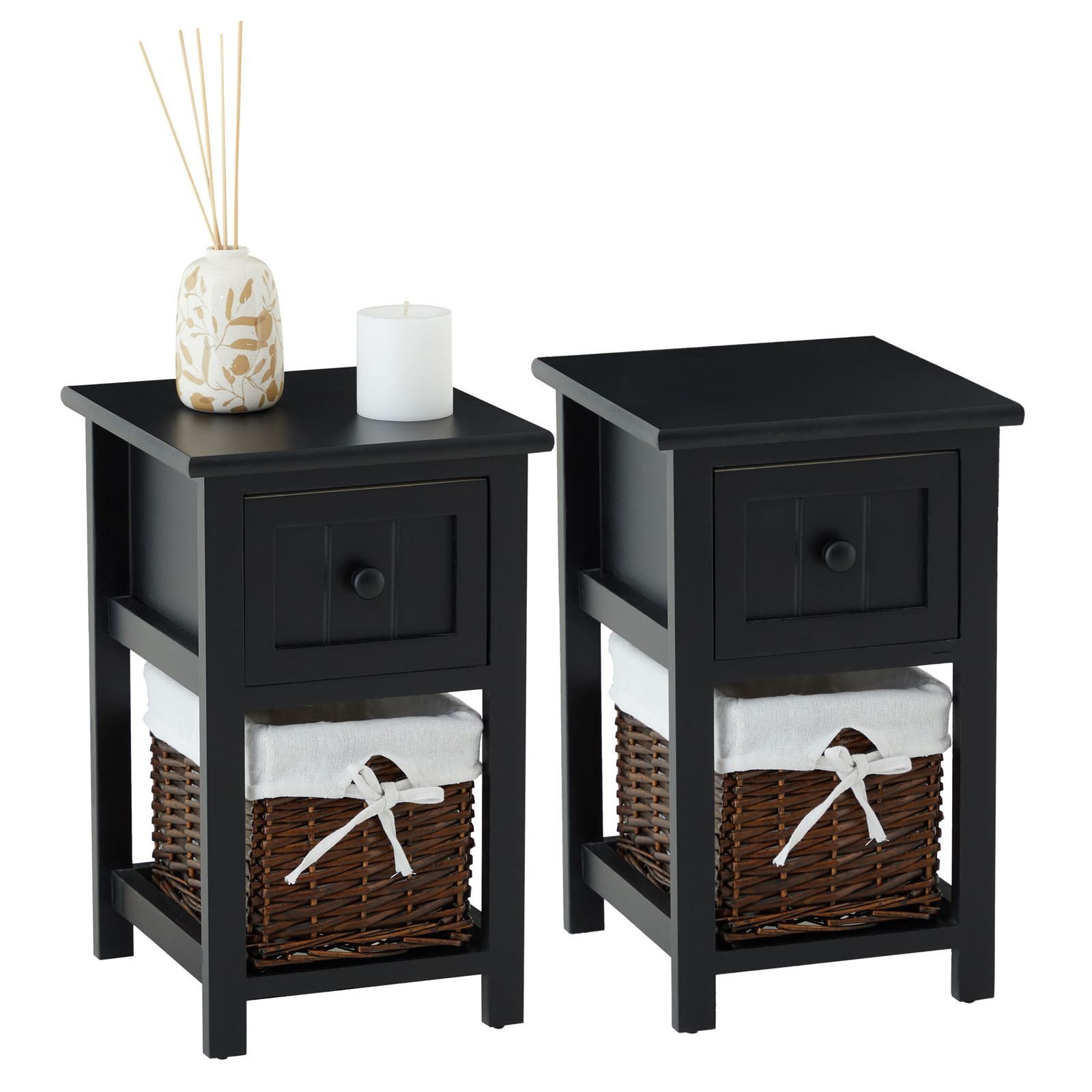 CARO-Möbel Nachttisch MESSINA, Nachttische aus Holz in weiß im 2er Set mit günstig online kaufen