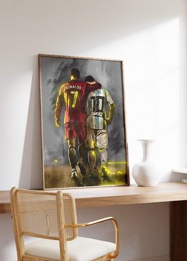 JUSTGOODMOOD Poster Premium ® Ronaldo & Messi Freunde Fußball Poster · ohne Rahmen