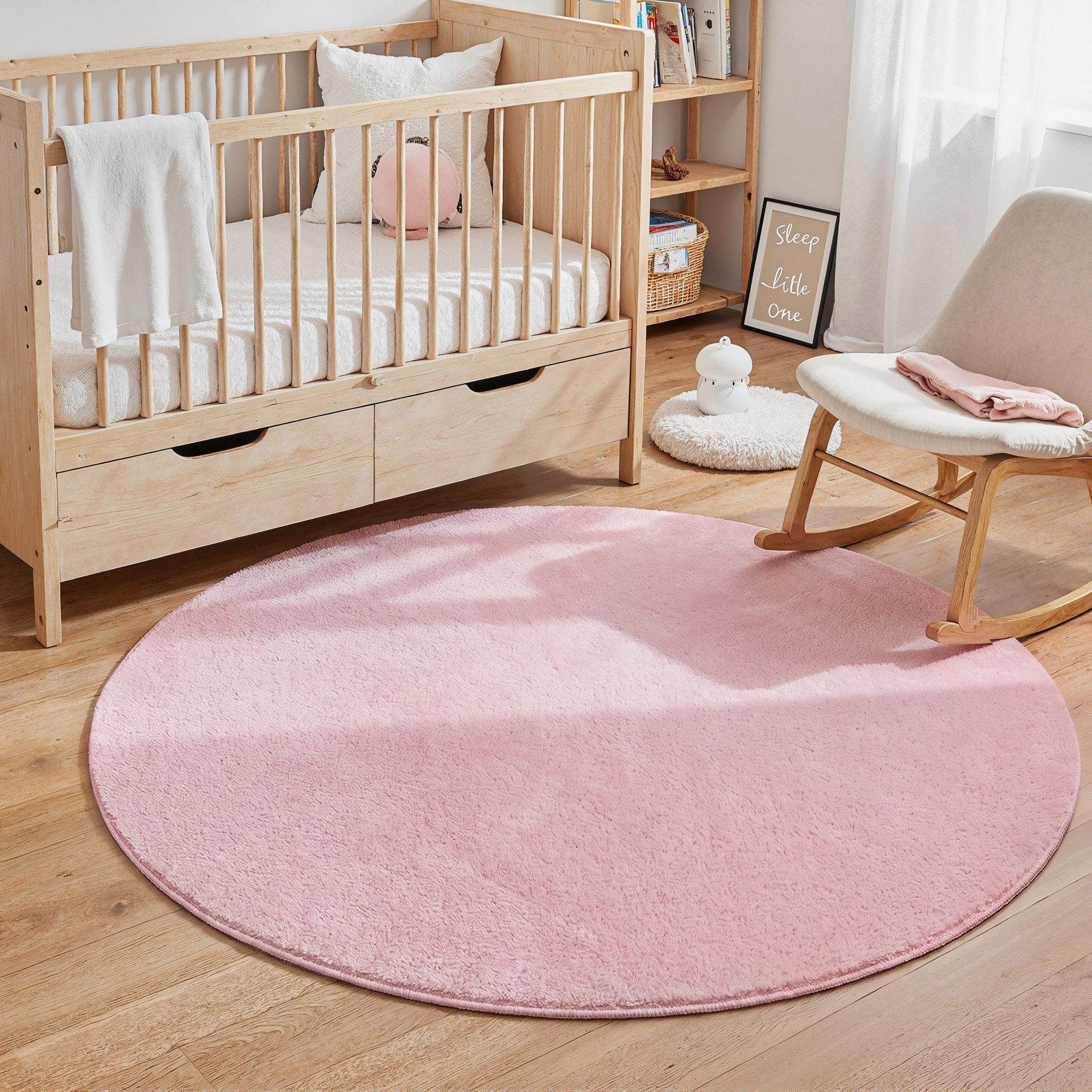 PURECOZY Teppich Kurzflor im Scandi-Look – weich, kuschelig, waschbar und pflegeleicht, rund, Höhe: 5 mm, geeignet für verschiedene Innenräume, 180 x 180 cm