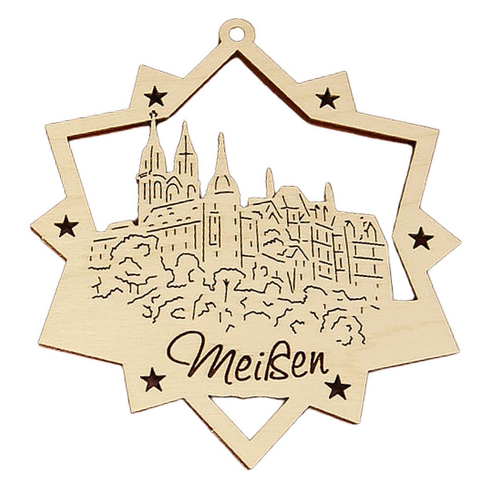 DeColibri Christbaumschmuck Weihnachtsbaumschmuck Holz Albrechtsburg Meissen klein, Baumbehang, Holzkunst aus Sachsen
