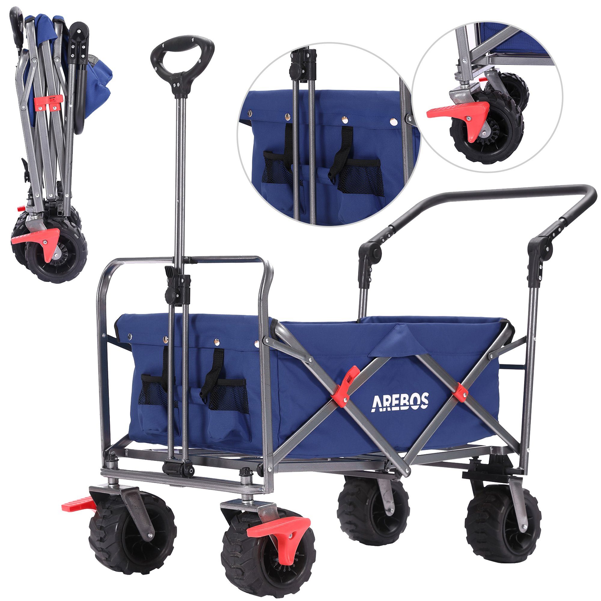 Arebos Bollerwagen Transportkarre, Gerätewagen, Handwagen, Faltwagen, faltbar
