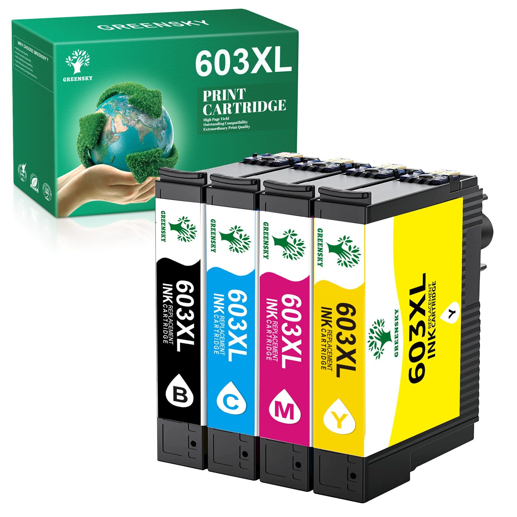 1x 1x Magenta, XL WF-2850DWF Cyan, Schwarz, für 603XL WF-2835DWF 603 EPSON Greensky Tintenpatrone 1x 1x Gelb