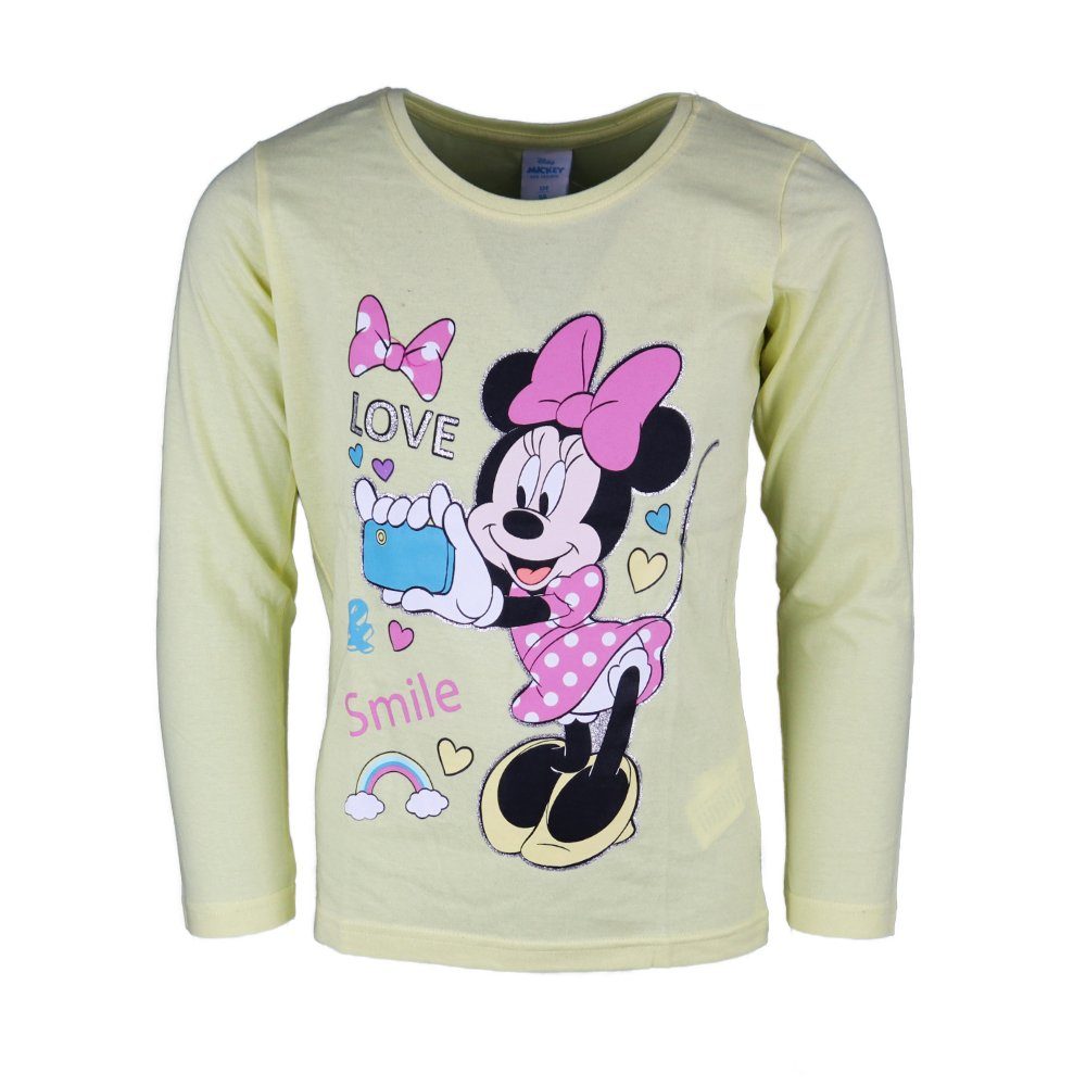 134, 100% Mouse Minnie Minnie Maus in Kinder Langarmshirt Gr. 104 Pink Disney bis Baumwolle, Gelb oder Shirt