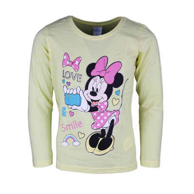 Disney Minnie Mouse Langarmshirt Minnie Maus Kinder Shirt Gr. 104 bis 134, 100% Baumwolle, in Pink oder Gelb