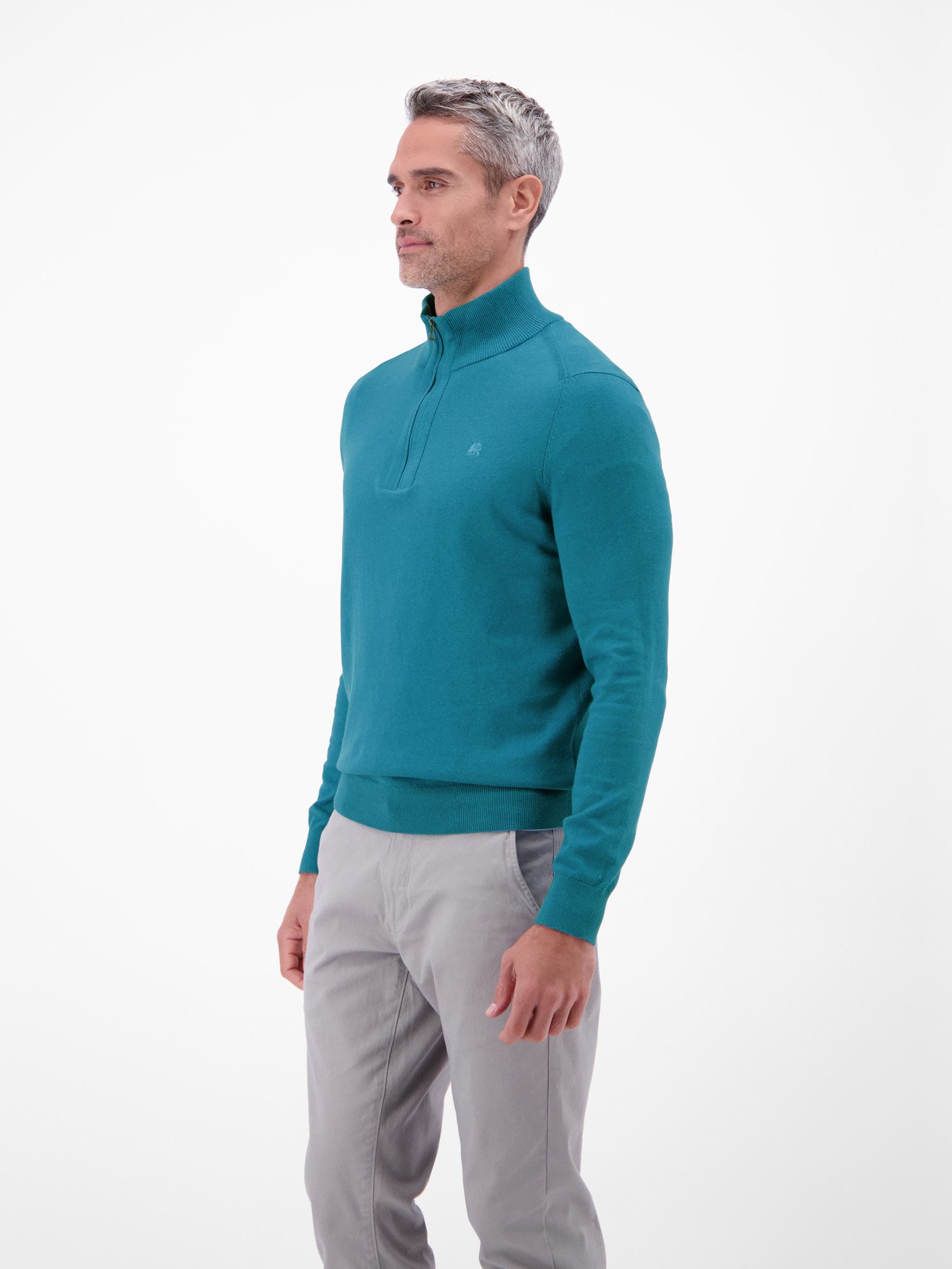 LERROS Troyer Flachstrickpullover mit Troyerkragen