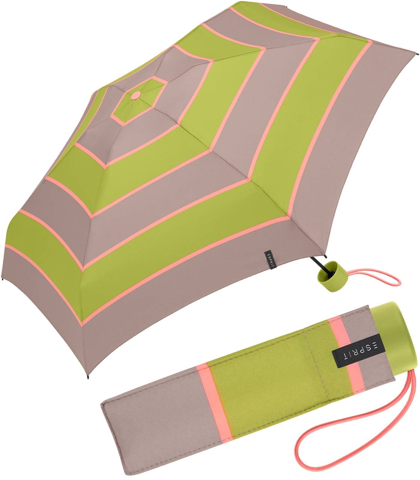 Esprit Taschenregenschirm Mini Regenschirm Petito Collegiate Stripe, winzig klein, mit Streifen-Muster - atmosphere