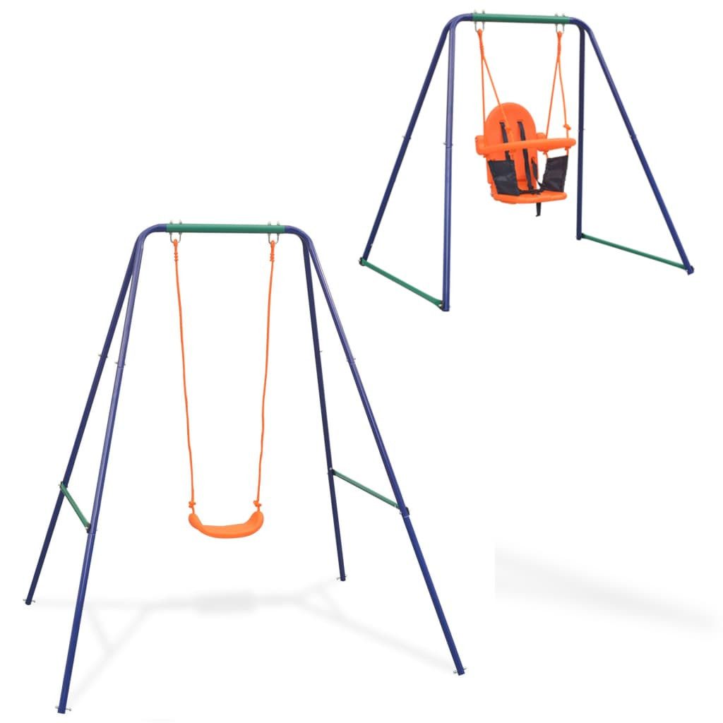 Schaukelkombination 2-in-1 Einzelschaukel und Kleinkinderschaukel Orange