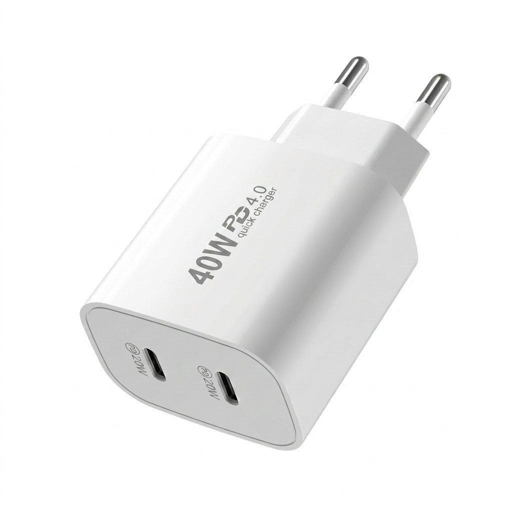 Futurea 40W Ladestecker Dual Fast-Charging Schnellladegerät Smartphone-Ladegerät (Packung, 1-tlg., Gleichzeitig zwei Geräte laden, Dual-Anschluss mit USB-A und USB-C)